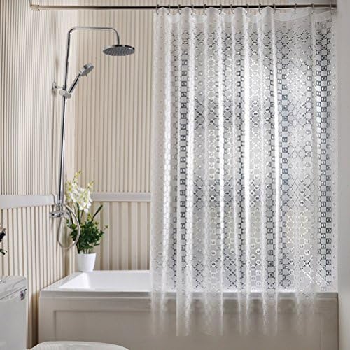 Heavy Duty 3D EVA Shower Curtains Liner Waterproof Mildew Resistant Bath Curtain with Hooks,72 by 72,Clear