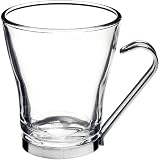 Bormioli Rocco Verdi Cappuccino Cup with Stainless Steel Handle, Set of 4, Gift Boxed