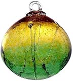 Kitras Art Glass Old English Hanging Witch Ball - 6", Gold/Emerald Green