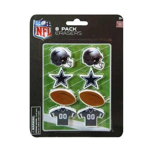NFL Dallas Cowboys 8pk Shaped Erasers on Blister Card