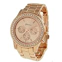Bling Jewelry Geneva Rose Gold Plated Classic Round CZ Ladies Watch