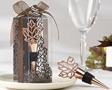 Lustrous Leaf Copper-Finish Bottle Stopper in Laser-Cut Leaf Gift Box - Baby Shower Gifts & Wedding Favors