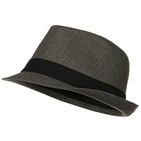 Solid Band Summer Straw Fedora – Grey…