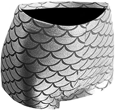 Roewe Women's Metallic High-Waist Mermaid Fish Scale Shorts