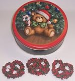 Scott's Cakes 1 lb. Milk Chocolate Covered Pretzel with Christmas Jimmies & Chocolate Chips in a Teddy Bear Tin