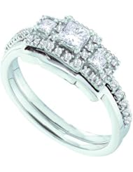 0.52CT DIAMOND 0.20CT CENTER PRINCESS BRIDAL SET