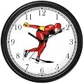 Man Speed Skater Ice Skating Theme Ice Skating Wall Clock by WatchBuddy Timepieces (Slate Blue Frame)