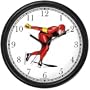 Man Speed Skater Ice Skating Theme Ice Skating Wall Clock by WatchBuddy Timepieces (Slate Blue Frame)