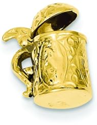 14K Yellow Gold 3D Beer Stein Charm Drinking Jewelry