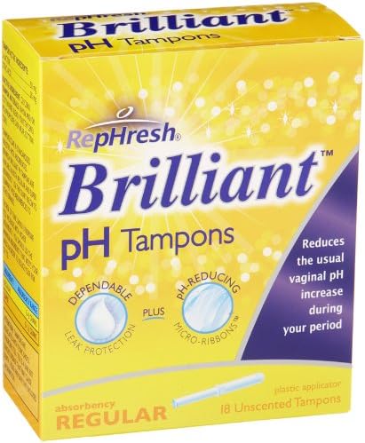 RepHresh Brilliant pH Tampons, Regular Absorbency, Unscented, 18-Count Boxes (Pack of 3)