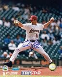 Jeriome Robertson Autographed White Jersey Pitching 8 x 10 Photograph (Unframed)