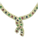 Gioie Ladies' Necklace in Yellow 18-karat Gold with Colored Gemstones and Diamond, form Knot, line Unique Items, weight 126.9 grams