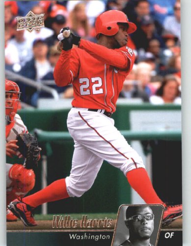 2010 Upper Deck Baseball Card # 530 Willie Harris - Washington Nationals - MLB Trading Card Shipped In Protective Screwdown Display Case!