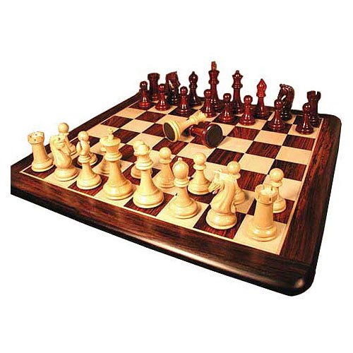 Chetak Bud Rosewood Chessmen with Solid Rosewood Maple Thick Board Chess Set