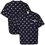 New York Yankees Unisex Navy Blue Allover Print Scrub Top (Small)