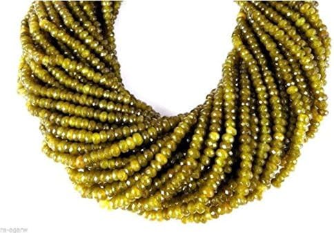 2 Strands Green Tourmaline Chalcedony Faceted Rondelle Beads 4mm Bead Gemstone