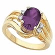 14K Yellow Gold Amethyst and Diamond Ring