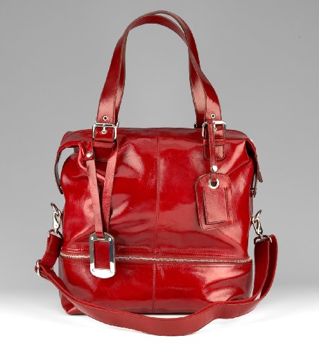 Autograph Leather Patent Finish Overnighter Bag
