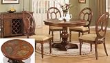Distressed Brown Wood Dining Set Table with 4 Chairs