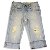 Jade - Girls Capri Pants, Denim Light Wash Blue