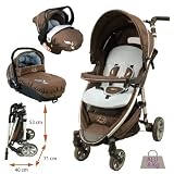 Trio Poussette citadine 4 roues Noukie's (Poussette+ si&egrave;ge auto cosy + nacelle) Paco choco