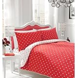 from GAVENO CAVAILIA 2 X PRINTED POLKA DOT PILLOW CASES PILLOWCASES MATCHES DUVET - RED & WHITE NEW