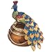 Peacock Atop Shaped Jewelry Trinket Box in Czech Preciosa Crystals