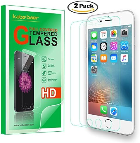2 Pack iPhone 6 Plus Screen Protector,Kabe Baer 9H 0.33mm Premium Tempered Glass Screen Protector for iPhone 6 Plus/6S Plus 5.5'',Anti-Scratch, Anti-Smudge - Easy Install Bubble-Free