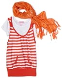 Fang Girls 7-16 Striped Banded Bottom 2-Fer With Scarf,Orange White,L (12/14) Fang Girls 7-16 Striped Banded Bottom 2-Fer With Scarf,Orange White,L (12/14)