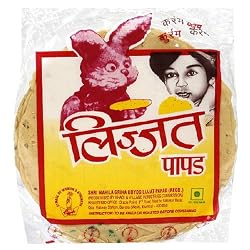 Lijjat Papad, Udad (Black Pepper), 7.06-Ounce Pack (Pack of 20)