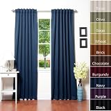 Solid Thermal Insulated Blackout Curtain 95"L- 1 Set-NAVY