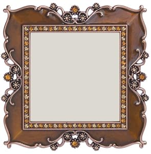 Bejeweled Bronze Scrolls Picture Frame, Holds 2"x2" Photo