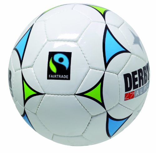 DERBYSTAR FUSSBALL FLO FAIR TRADE ALPHA TT, wei&szlig;/blau/gr&uuml;n, 5