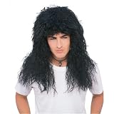 New 80s Rock Star Feathered Black Costume Accessory Wig