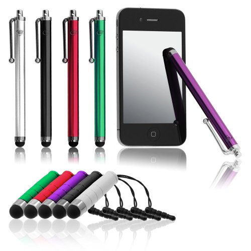 The Matched Set 10 Pc Set of Maxi and Mini Styluses Midnight Black Rose Red Royal Purple Pure White and Jade Green Universal Capacitive Stylus Pens by Chromo Inc for iPad 2 3 iPhone 3S 4S Kindle Fire Samsung Galaxy HTC One Motorola Droid