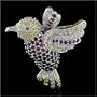 Cubic-zirconia Rhodium Finish Sterling Silver Hummingbird Pin