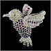 Cubic-zirconia Rhodium Finish Sterling Silver Hummingbird Pin