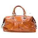 Classic Look Polish Handbag - Glossy Tan