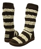 Chocolate Tall Striped Cable Knit Ugg Boots Uggs Size 7