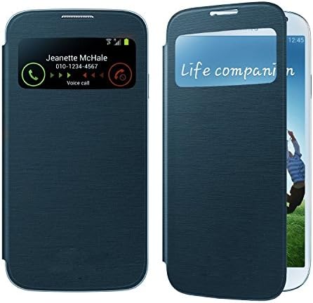 Attractive View Window Flip Case Protective Cover for Samsung Galaxy S4 i9500 + Screen Protector + Stylus Pen (Navy Blue)