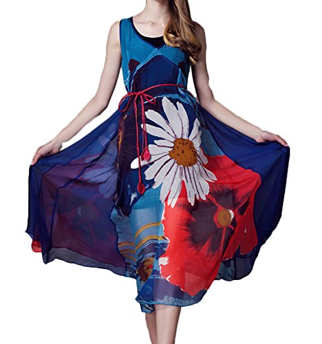 (ディーコッテ)D'Kotte レディース 春 夏 ワンピース ドレス ロング マキシ ノースリーブ 花柄 エスニック neaa243