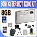 Sony Cyber-Shot DSC-TX100V 16.2 MP Exmor R CMOS Digital Still Camera with 3.5-inch OLED Touchscreen, 3D Sweep Panorama and Full HD 1080/60p Video (Silver)+ 8GB SDHC Memory + Extra Extended Life Battery + SDHC Card Reader + Memory Card Wallet + Shock Proof Case w/Strap + MicroFiber Cleaning Cloth + Mini Tripod + Accessory Saver Bundle!