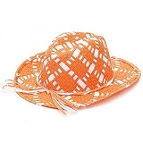 Girls Accessories Orange White Straw Cowgirl Hat Pageant Up by Sophias Style