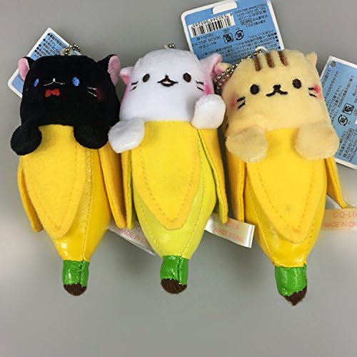 Anime Cartoon Banana Cat Plush Dolls Keychain Pendant Bags Pendant Toys 3 piece/set