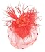 Red Feather Fabric Flower Net Fascinator Cocktail Hat photo