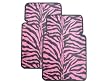 Set of 2 Universal-Fit Safari Animal Print Front Rubber Floor Mats - Zebra Black and Pink