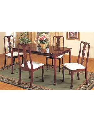 New Queen Anne Dining Table Set W/ 4 Cushioned Chairs