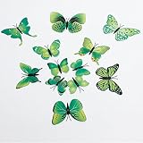 私の家族 12 pcs 3 D バタフライ ウォール ステッカー冷蔵庫マグネット ホーム インテリア アート アップリケ-緑