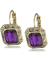 1928 Jewelry "Deep Siberian" Square Faceted Drop Earrings