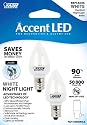 Feit Electric BPC7/LED Three LED Night Light Bulb with Candelabra Base, Clear, 2-Pack